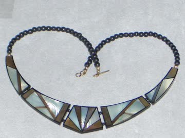 Halskette (N3) Black White Collection mit natürlichen Materialien kombiniert*Neu