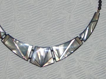 Halskette (N3) Black White Collection mit natürlichen Materialien kombiniert*Neu