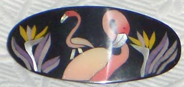 Haarclip "Flamingo and Paradise Flower" hergestellt mit natürlichen Materialien *NEU