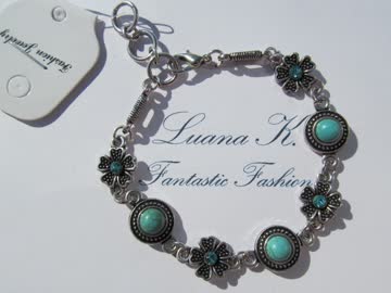 Exsila Artikel: Zierliches Armband mir türkisfarbenen Steinen und Strass *NEU*