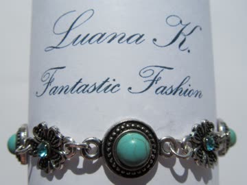 Zierliches Armband mir türkisfarbenen Steinen und Strass *NEU*