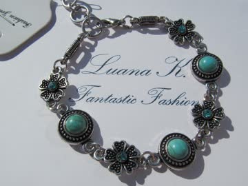 Zierliches Armband mir türkisfarbenen Steinen und Strass *NEU*