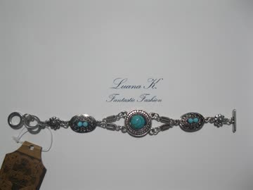 Hübsches Armband mit ovalen und runden Steinen aus Tibetsilber *NEU* 