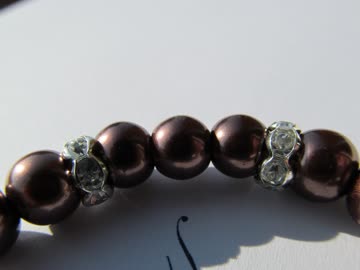 Perlenarmband dunkel mit Strass *NEU* 