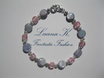 Exsila Artikel: Zartes Armband, grau, silber, rosa *NEU* 