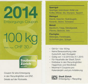 Exsila Artikel: ERZ Entsorgungs-Coupon 2014, gültig bis 31.01.2015