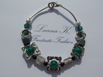 Exsila Artikel: Armband versilbert petrol-grün *NEU* 