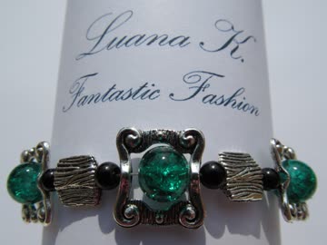 Armband versilbert petrol-grün *NEU* 