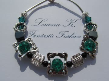 Armband versilbert petrol-grün *NEU* 