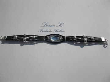 Lederarmband schwarz mit Zierelement, Unikat *NEU*