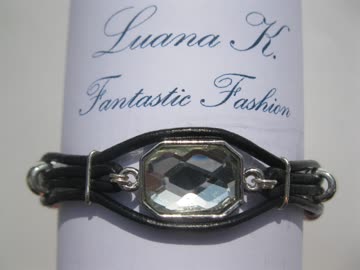 Lederarmband schwarz mit Zierelement, Unikat *NEU*