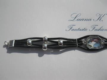 Lederarmband schwarz mit Zierelement, Unikat *NEU*