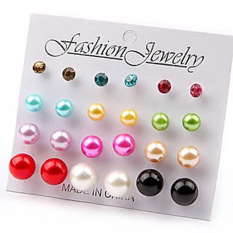 Exsila Artikel: Farbige Perlen Ohrstecker NEU