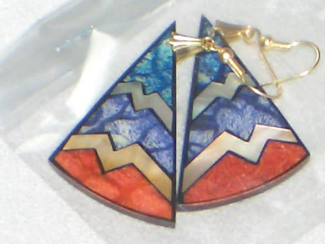 Exsila Artikel: Ohrringe Hänger (D3 Colours, Unikat) hergestellt mit natürlichen Materialien *NEU