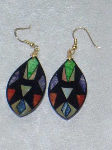 Exsila Artikel: Ohrringe  Hänger (Colours D6 unikat) hergestellt mit natürlichen Materialien *NEU