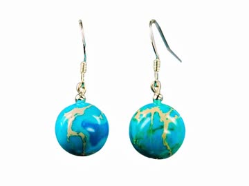 Exsila Artikel: Ohrringe aus blauem Meeressediment-Jaspis D-12 mm 925 Silber