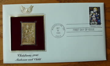 Exsila Artikel: Gold Briefmarken, geprägt in 23 Karat Gold 