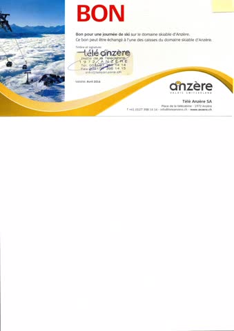 Exsila Artikel: Gutschein Télé Anzère Winter