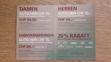 Exsila Artikel: 4x Gutschein Coiffure Neumarkt Burgdorf