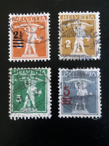 Exsila Artikel: 4 ALTE HELVETIA BRIEFMARKEN - WILHELM TELL'S SOHN