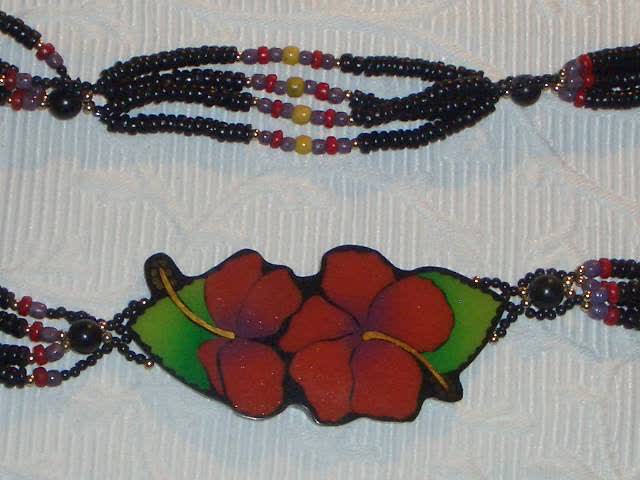 Asymmetrische Kette australische Flora "Roter Hibiscus" Neu