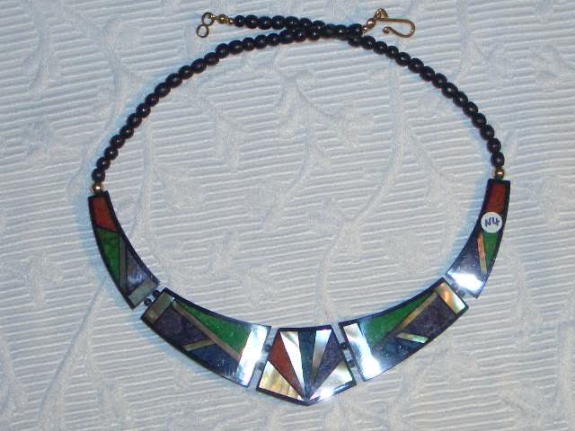 Halskette farbig N4 mit natürlichen Materialien Neu