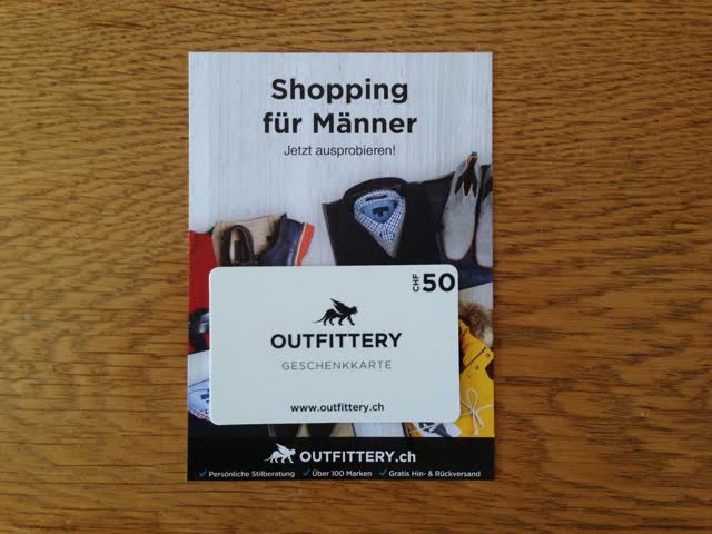 Exsila Artikel: Shopping für Männer. Outfittery Geschenkkarte. CHF 50.-