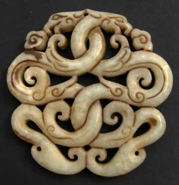 Fantasy Amulett Anhänger aus Stein, verschlungener Doppeldra