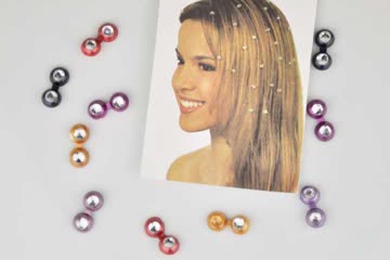 10 x Haar-Klips in verschiedenen Farben mit Kristallen
