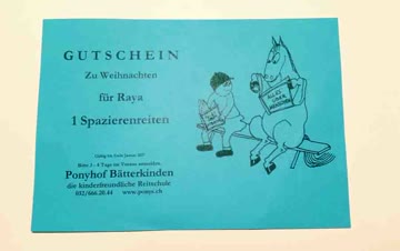 Exsila Artikel: Gutschein 1 x Spazierenreiten in Bätterkinden