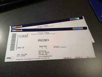 2 Tickets für die Show "Apassionata", am 06.11.2016 in Biel
