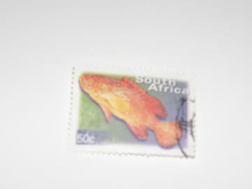 Exsila Artikel: Internationale Briefmarke gestempelt, oranger Fisch