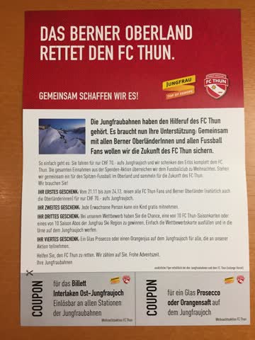 Jungfraujoch Gutschein - FC Thun