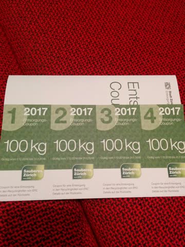 Exsila Artikel: 4 Entsorgungs-Coupon der Stadt Zürich