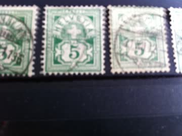 Exsila Artikel: Eidg. Kreuz, darunter Wertziffer in weissem Schild um 1900