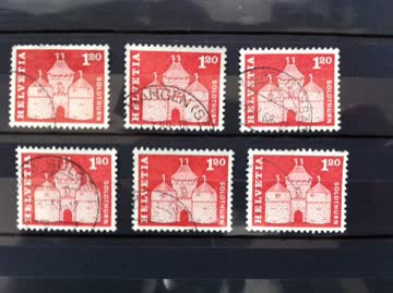 Exsila Artikel: 1960 Baudenkmäler Fr. 1.20, braun 1 Lot von 6 x Solothurn