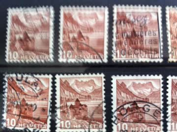 Exsila Artikel: 1939 Landschaftsbilder 10 Rp 1 Lot zu 32 x Schloss Chillon
