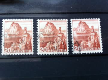 Exsila Artikel: 1948 Landschaftsbilder 20 Rp 3 x Kirche Castagnola, braun