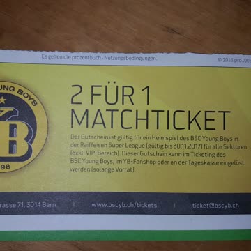 Exsila Artikel: 2 für 1 Gutschein BSC Young Boys