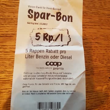 Coop Spar Bon Benzin oder Diesel