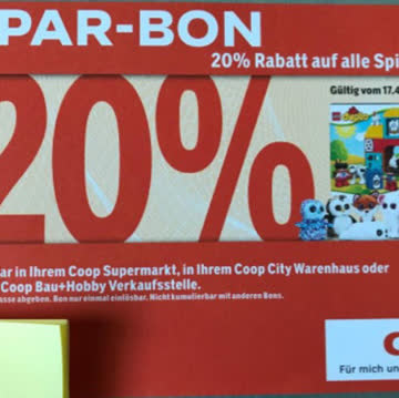 Exsila Artikel: Coop Spar-Bon 20% Rabatt auf alle Spielwaren