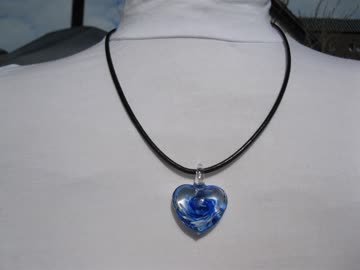 Exsila Artikel: Lederkette mit Glasanhänger *NEU*