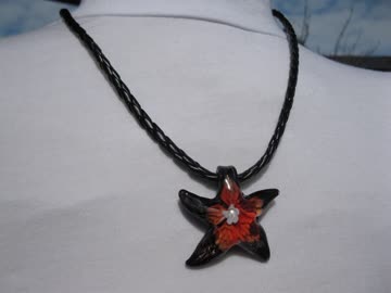 Exsila Artikel: Lederkette mit Glasanhänger *NEU*