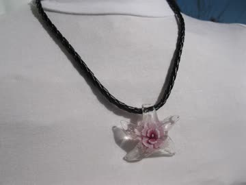 Exsila Artikel: Lederkette mit Glasanhänger *NEU*