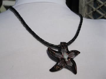 Exsila Artikel: Lederkette mit Glasanhänger *NEU*