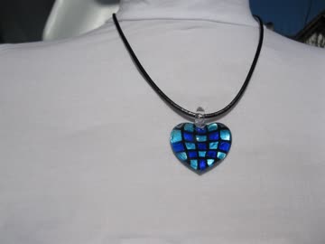 Exsila Artikel: Lederkette mit Glasanhänger *NEU*