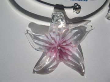 Exsila Artikel: Lederkette mit Glasanhänger *NEU*