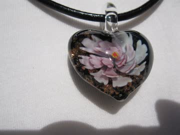 Exsila Artikel: Lederkette mit Glasanhänger *NEU*