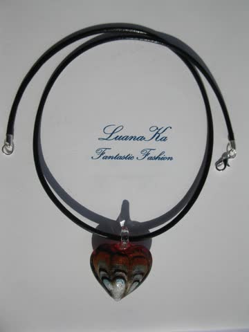 Lederkette mit Glasanhänger *NEU*