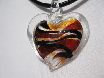 Exsila Artikel: Lederkette mit Glasanhänger *NEU*